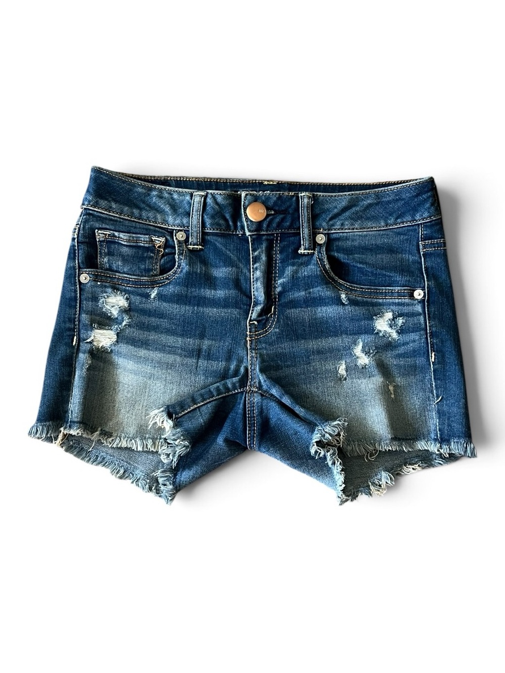 AEO distressed stretch denim shorts size 4